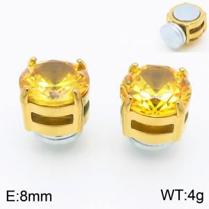 Zircon stainless steel male and female earrings without ear holes - KE113954-WGLN