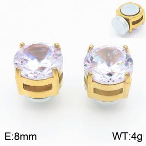 Zircon stainless steel male and female earrings without ear holes - KE113956-WGLN