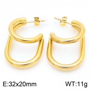 Stainless Steel Irregular Stud Earrings Gold Color - KE113985-KFC