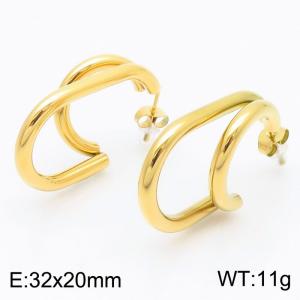 Stainless Steel Irregular Stud Earrings Gold Color - KE113985-KFC