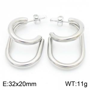 Stainless Steel Irregular Stud Earrings Silver Color - KE113986-KFC