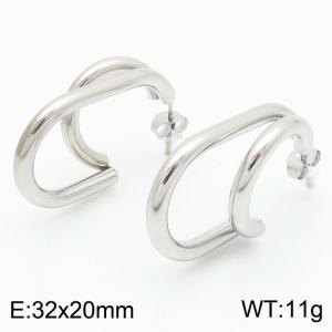 Stainless Steel Irregular Stud Earrings Silver Color - KE113986-KFC