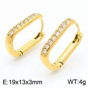 Stainless Steel Geometric With Zircon Earrings Gold Color - KE113987-KFC