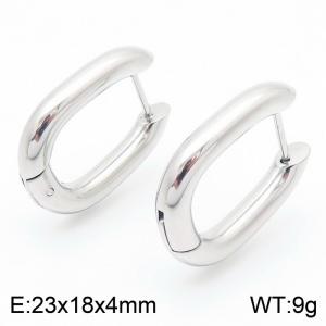 Stainless Steel Geometric Earrings Silver Color - KE113990-KFC