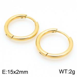 Stainless Steel Round Geometric Earrings Gold Color - KE113996-KFC