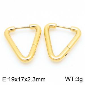 Stainless Steel Trigonal Geometric Earrings Gold Color - KE113998-KFC