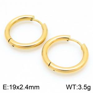 Stainless Steel Round Geometric Earrings Gold Color - KE114000-KFC