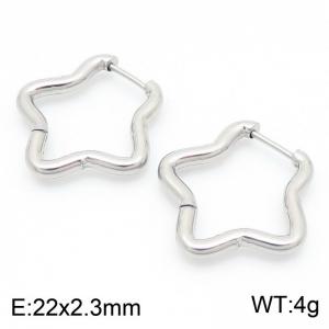 Stainless Steel Pentagram Geometric Earrings Silver Color - KE114001-KFC