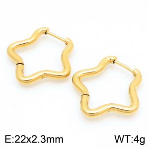Stainless Steel Pentagram Geometric Earrings Gold Color - KE114002-KFC