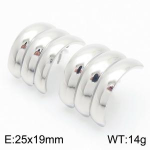 Cold and cool style stainless steel ribbed earrings, popular in Europe and America, with the same square large wave ribbed earrings - KE114150-KFC