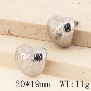 French 18K Gold Plated Embossing Heart Earrings Metal Texture Titanium Stainless Steel Heart Stud Earrings - KE114292-YX