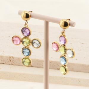 Stainless Steel Stone&Crystal Earring - KE114308-SP