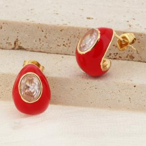 Stainless Steel Stone&Crystal Earring - KE114328-SP