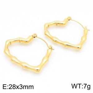 Women Gold-Plated Stainless Steel Bamboo Love Heart Earrings - KE114376-KFC