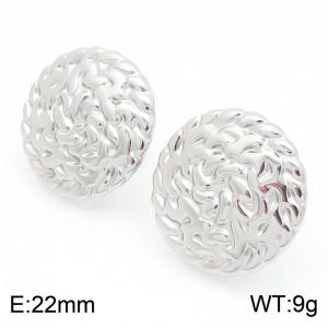 Women Stainless Steel Round Shield Earrings - KE114387-KFC
