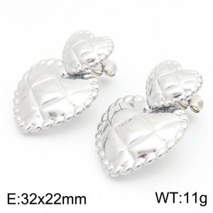 Women Stainless Steel Love Heart Shield Earrings - KE114389-KFC