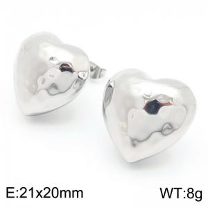 European and American fashion stainless steel creative heart-shaped temperament versatile silver earrings - KE114489-KFC