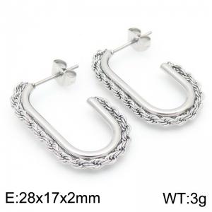 European and American fashion personalized stainless steel double-layer mixed U-shaped temperament versatile silver earrings - KE114509-K