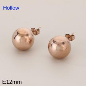 Stainless steel rose gold hollow ball earrings - KE114613-Z