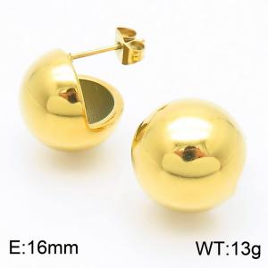 European and American fashion personality stainless steel creative smooth round C-shaped women's temperament gold earrings - KE114914-K