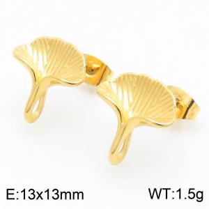 Fashionable and Creative Ginkgo Leaf Titanium Steel Earrings for Women - KE115138-KFC