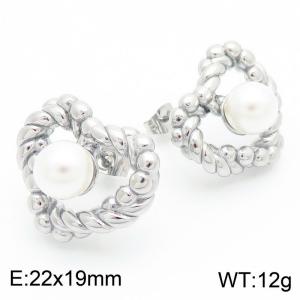 Stainless Steel Heart Pearl Stud Earrings Give Women Charming Trend Jewelry - KE115229-KFC