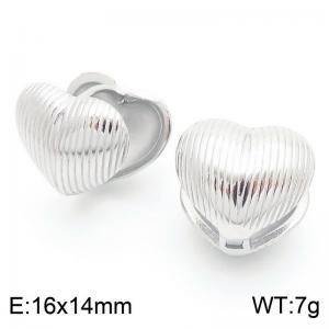 Fashion Heart Earrings Stripe Heart Shaped Stud Earrings Stainless Steel Jewelry For Girls - KE115298-KFC