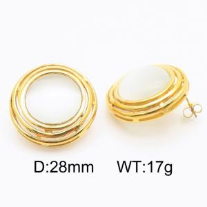 Stainless Steel Stone&Crystal Earring - KE115367-TOM