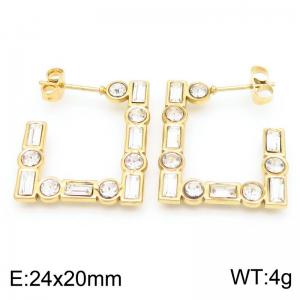 Stainless Steel Stone&Crystal Earring - KE115697-SP