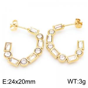 Stainless Steel Stone&Crystal Earring - KE115698-SP