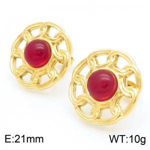 Stainless Steel Stone&Crystal Earring - KE115752-SP