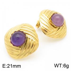 Stainless Steel Stone&Crystal Earring - KE115837-FA