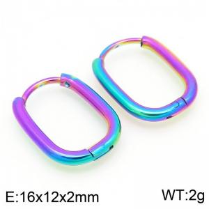 Simple and fashionable stainless steel creative U-shaped charm dazzling color snap earrings - KE116538-GC