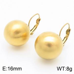 European and American fashion personality stainless steel creative 16mm steel ball ball curved hook ear clip women's charm gold earrings - KE116677-KC