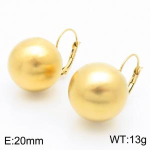 European and American fashion personality stainless steel creative 20mm steel ball ball curved hook ear clip women's charm gold earrings - KE116678-KC