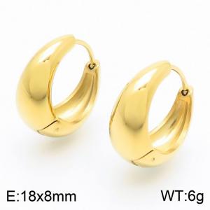 European and American fashion personality stainless steel 18 × 8mm creative thick rough polished irregular circular temperament gold earrings - KE116706-GC