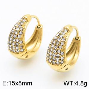 15X8mm Women Gold-Plated Stainless Steel&Rhinestones Cradle Clip-on Earrings - KE116727-GC