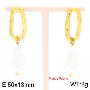 Personalized stainless steel shaped geometric earrings paired with pearl pendant - KE117015-Z