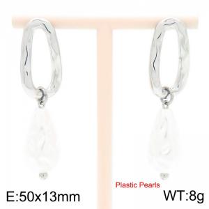 Personalized stainless steel shaped geometric earrings paired with pearl pendant - KE117016-Z