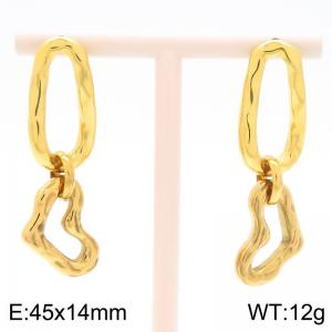 Personalized stainless steel shaped geometric earrings paired with hollow heart pendant - KE117019-Z