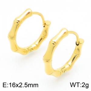 Women Gold-Plated Stainless Steel Bamboo Clip-on Earrings - KE117421-GC
