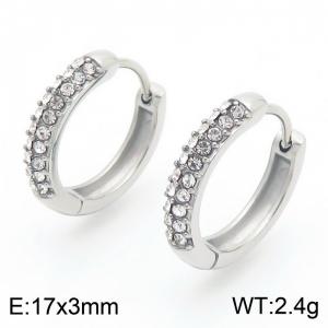 Women 3mm Stainless Steel&Rhinestones Round Clip-on Earrings - KE117465-GC