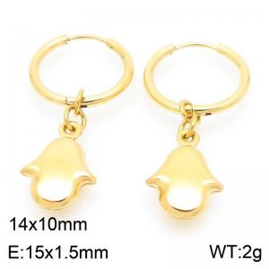 Fashionable stainless steel creative circle ear buckle hanging palm pendant temperament gold earrings - KE117518-GC