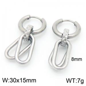 Fashion Stainless Steel Geometric Square Earrings Silver Color - KE117712-Z