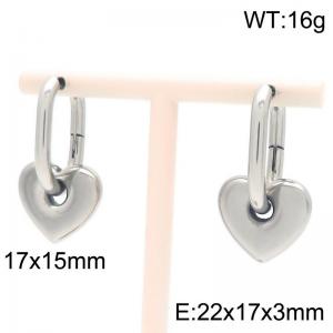 Fashion Stainless Steel Geometric Square Earrings With Heart Shape Silver Color - KE117850-Z