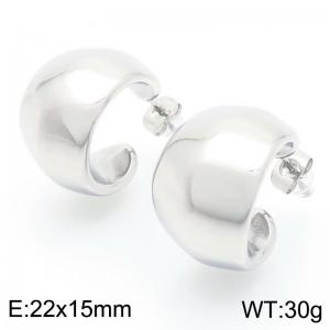 European and American fashion personality stainless steel irregular chubby C-shaped women's temperament silver earrings - KE118281-KFC
