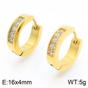 Stainless Steel Stone&Crystal Earring - KE118288-TGD