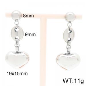Stainless steel earrings paired with hollow heart-shaped pendant - KE118633-Z