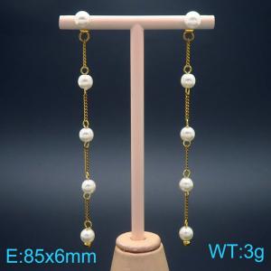 Stainless steel tassel earrings paired with four pearl pendants - KE118635-Z