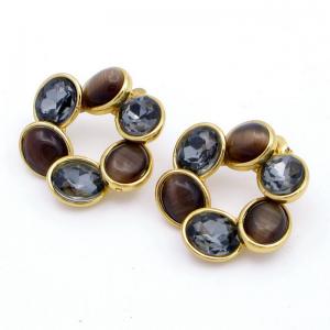 Stainless Steel Stone&Crystal Earring - KE118916-SP